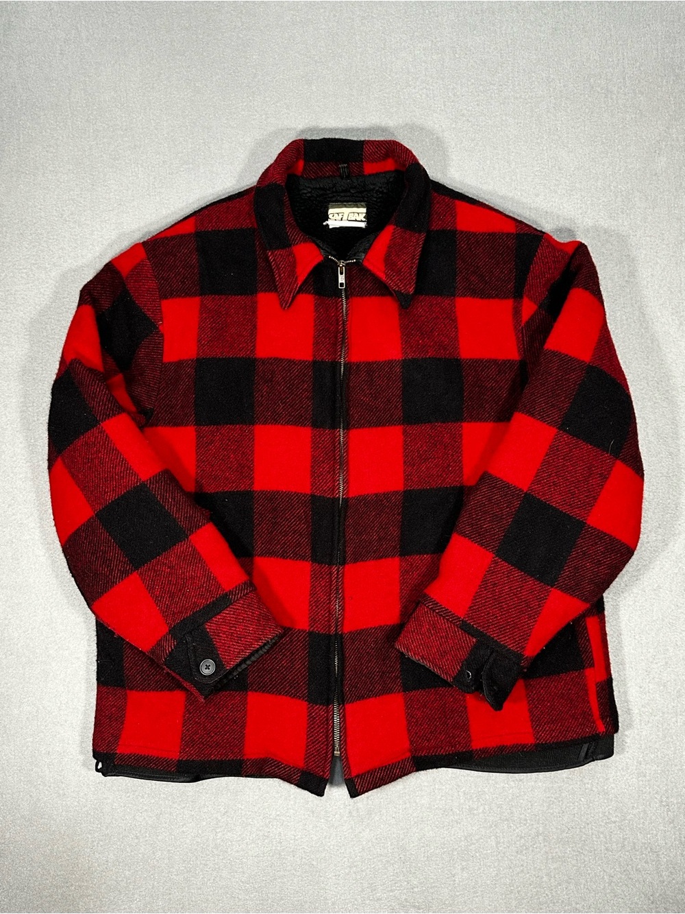 Vintage SaftBak Buffalo Plaid Wool Blend Jacket (likely USA made, tag faded)